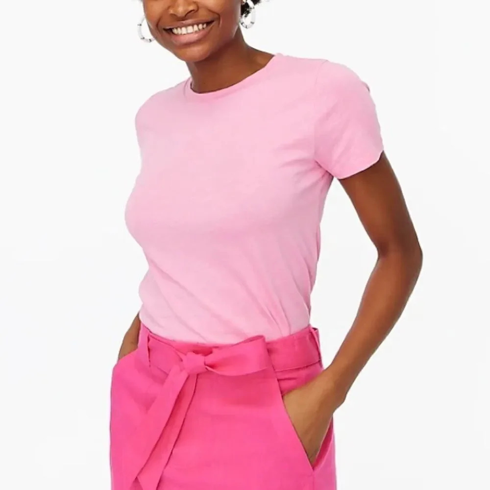 Pink Round neck cotton T-shirt